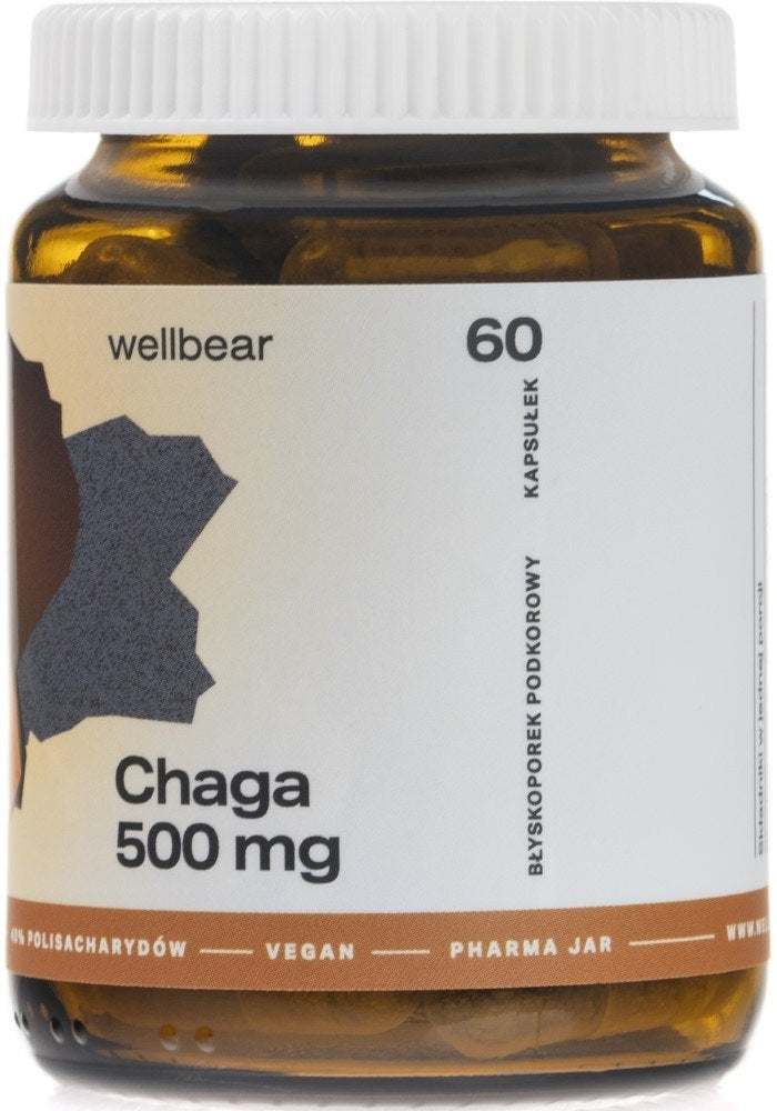 Wellbear Chaga (subkortikālais glosofors) 500 mg - 60 kapsulas