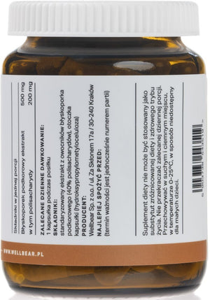 Wellbear Chaga (subkortikālais glosofors) 500 mg - 60 kapsulas