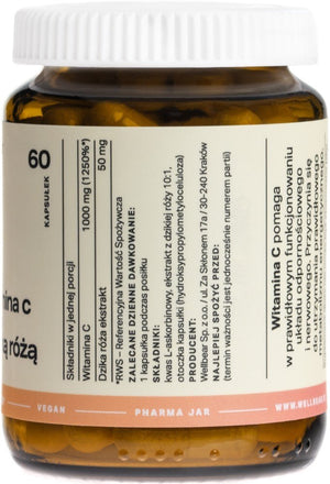 Wellbear C vitamīns ar mežrozītēm 1000 mg – 60 kapsulas