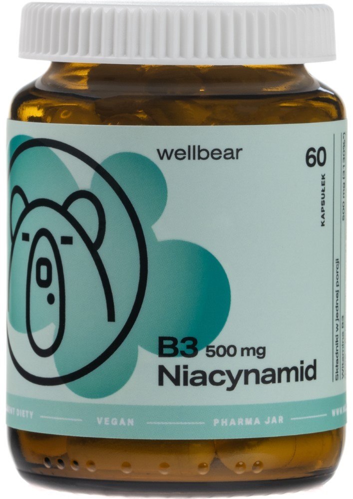 Wellbear B3 vitaminas 500 mg (niacinamīds) - 60 kapsulas