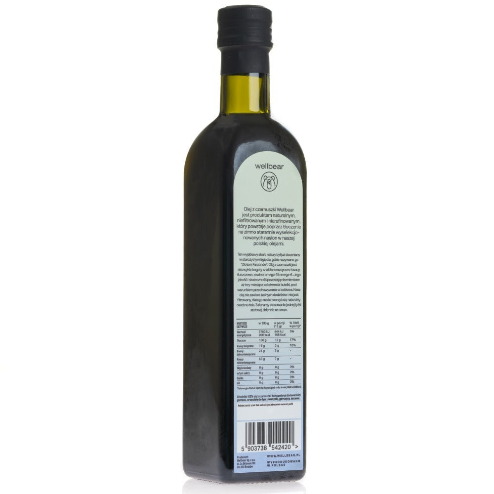 Wellbear Aukstās presēšanas melno ķimeņu eļļa - 500 ml