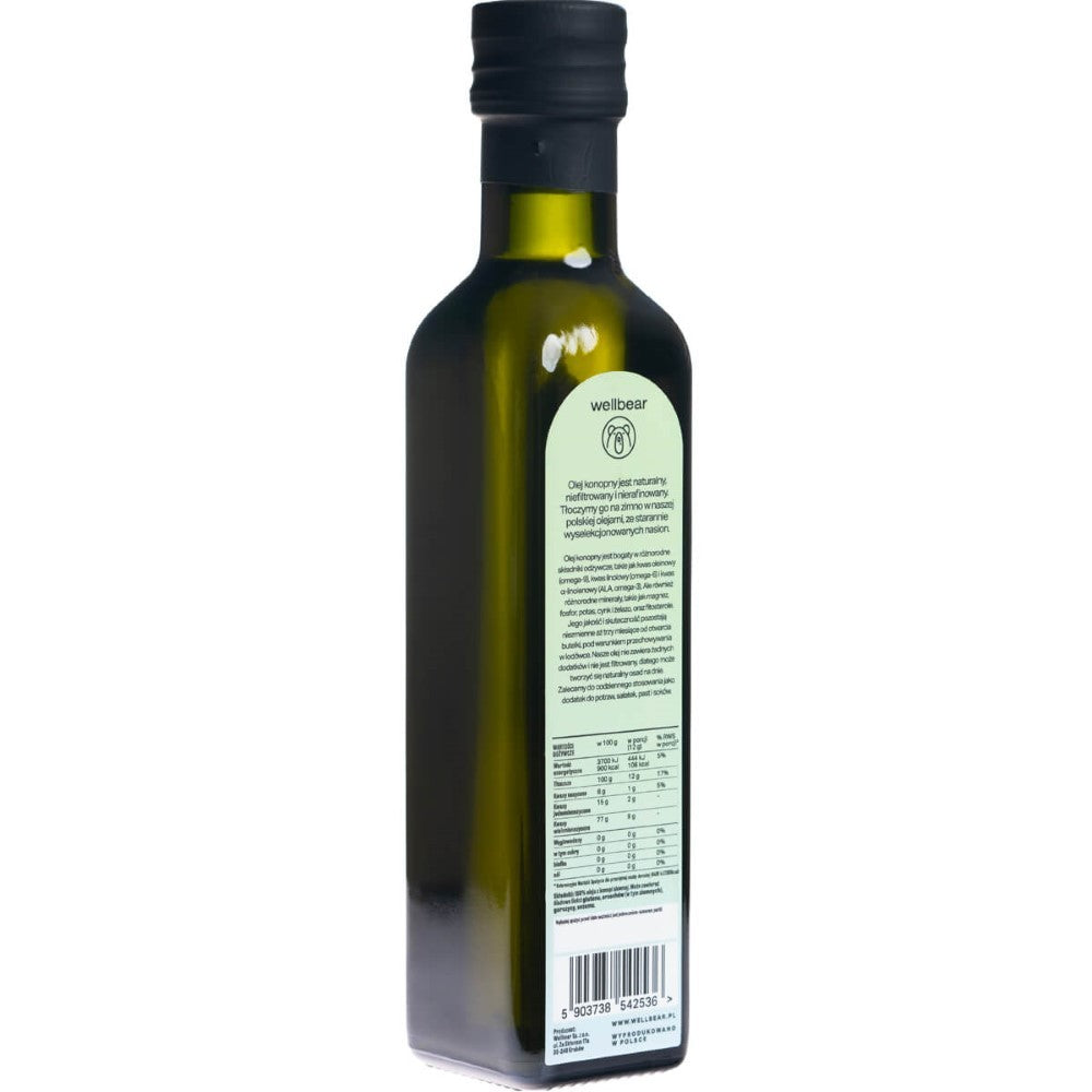 Wellbear aukščiausios kvalitātes kaņepju sēklu eļļa - 250 ml