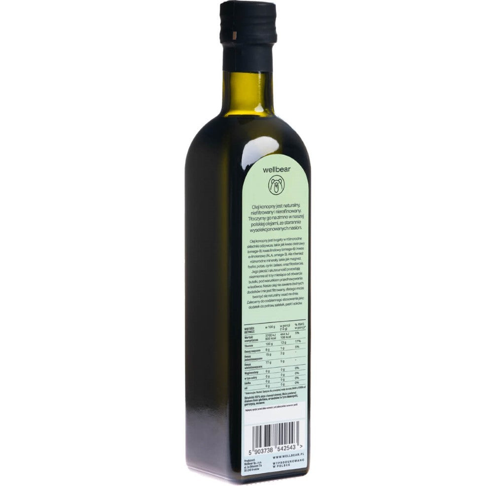 Wellbear aukstākā labuma kaņepju eļļa - 500 ml