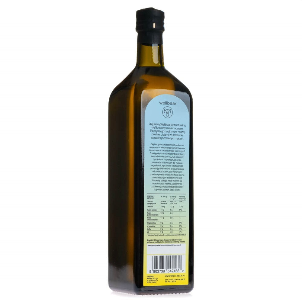 Wellbear Aukstā spieduma linsēklu eļļa - 1000 ml