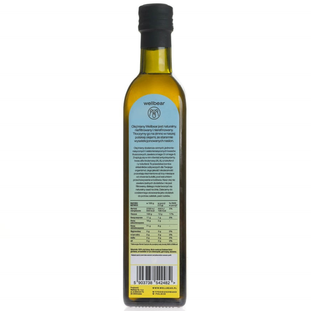 Wellbear aukstākā labuma linsēklu eļļa - 500 ml