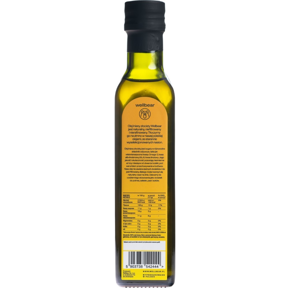 Wellbear Golden aukstā spieduma linsēklu eļļa - 250 ml