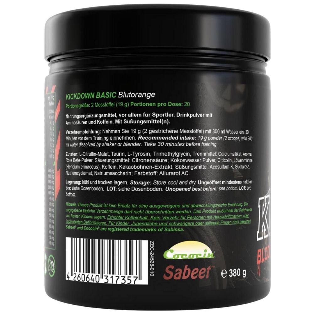 ZEC+ Kickdown Basic, pirms treniņa, asins apelsīns - 380 g